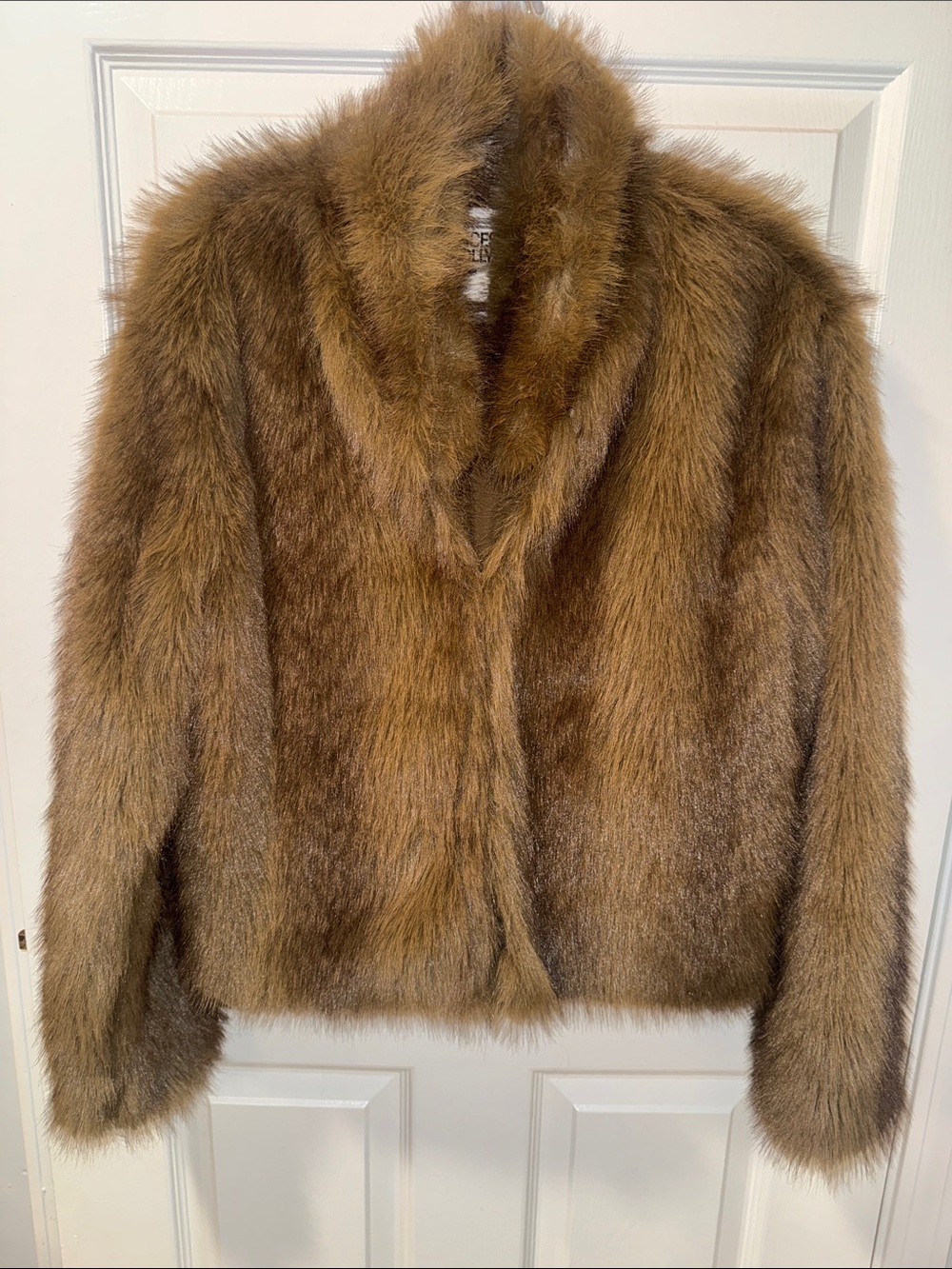 Princess Polly Faux Fur Jacket in Brown Size S/M